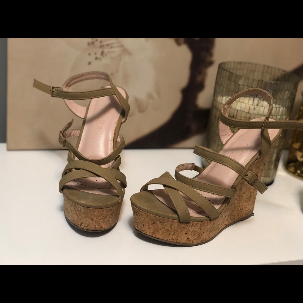 High wedged sandals.
